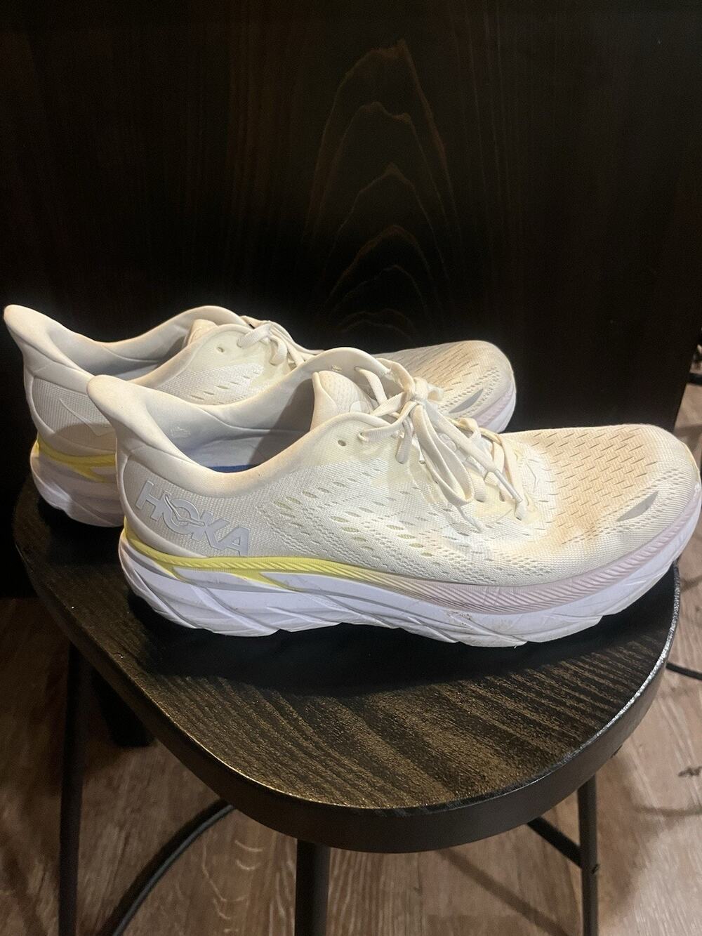 Hoka One One Shoes Womens Size 11 B Clifton 8 Blanc De Blanc White Mesh Running